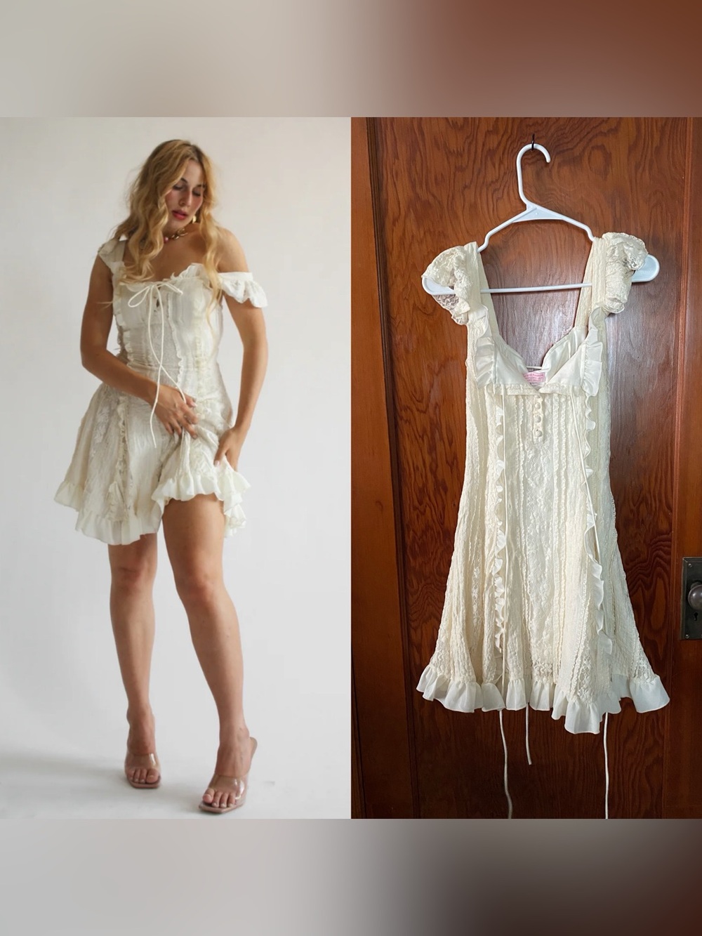 Ivory Lace Off-Shoulder Mini Dress